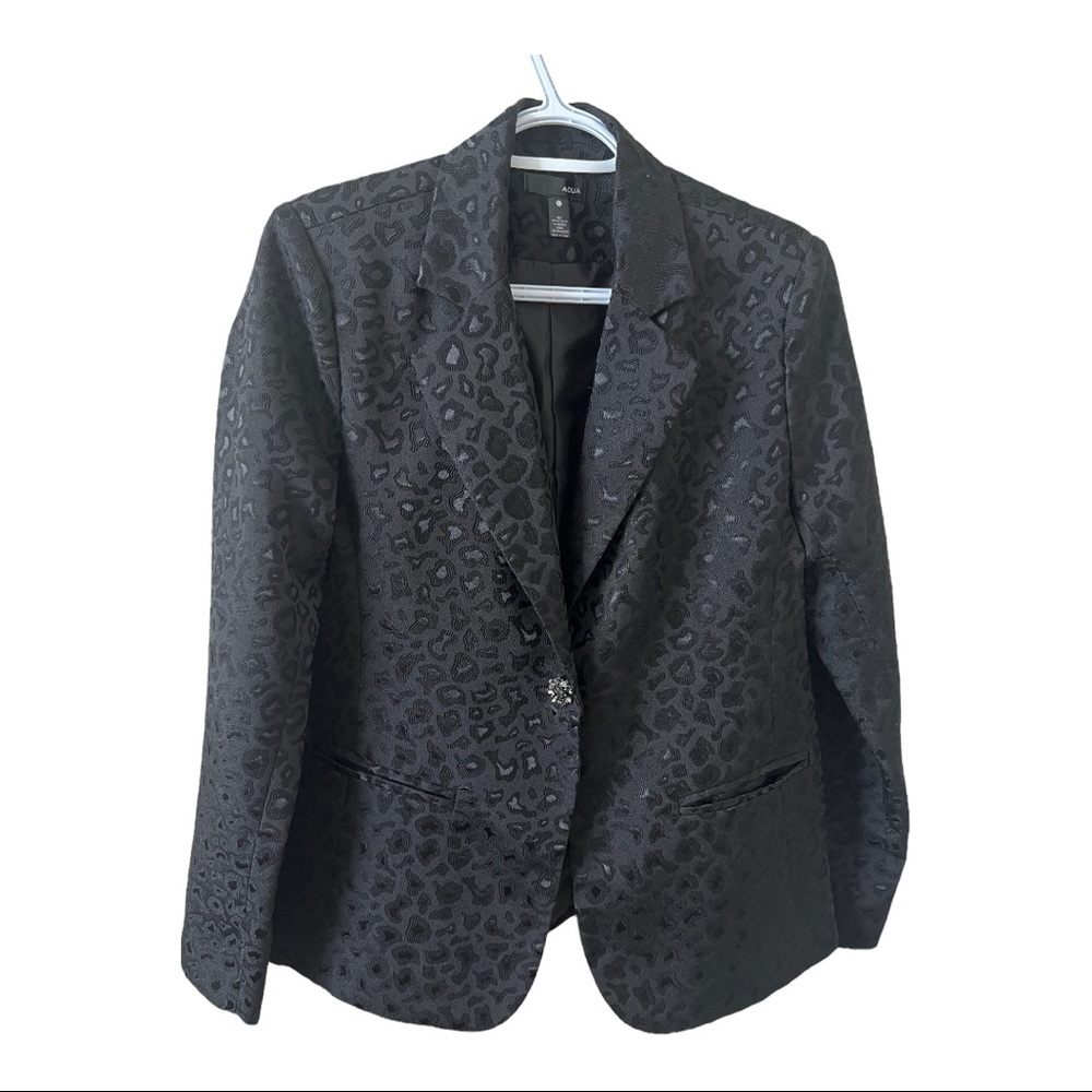 Aqua black animal print blazer